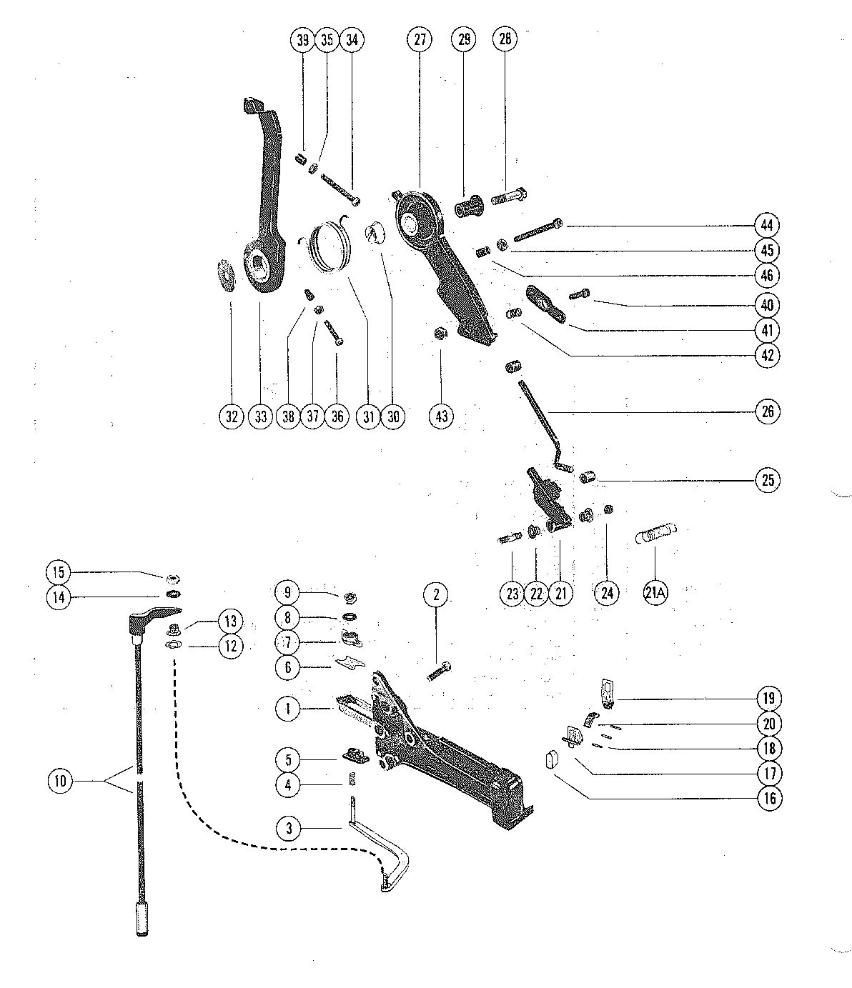MERCURY MERC V-225 THROTTLE LEVER AND SHIFT SHAFT
