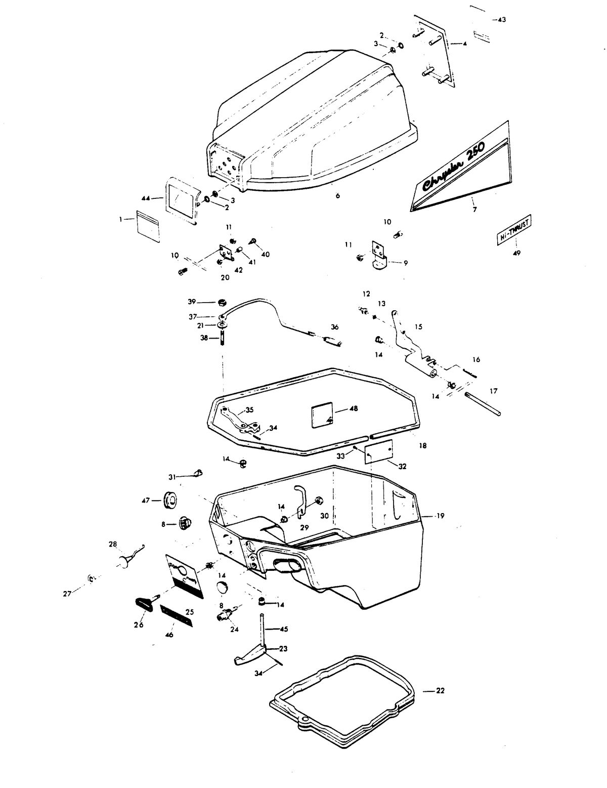 CHRYSLER 9.9 H.P SAILOR ENGINE COVER AND SUPPORT PLATE