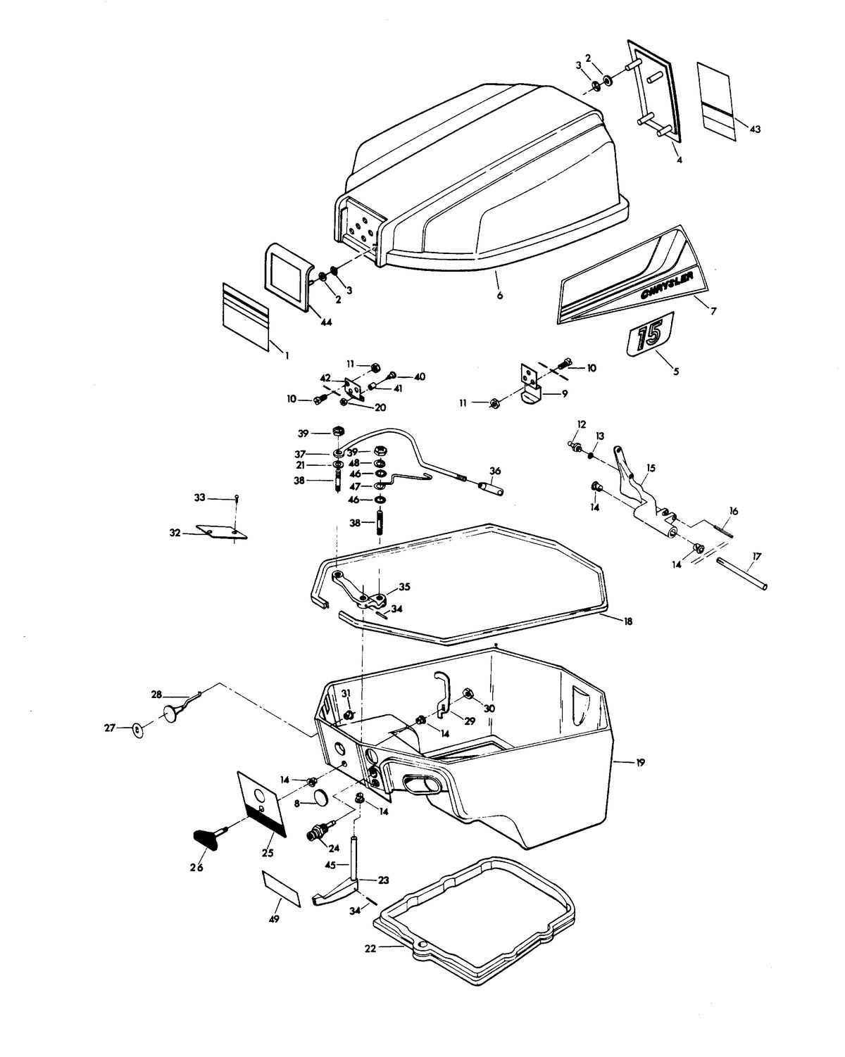 CHRYSLER 15 H.P. ENGINE COVER AND SUPPORT PLATE