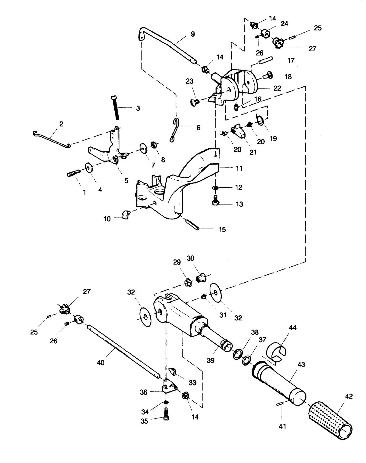 SEARS 9.9 H.P. 15" LEG OUTBOARD MOTOR Tiller Handle and Throttle Linkage