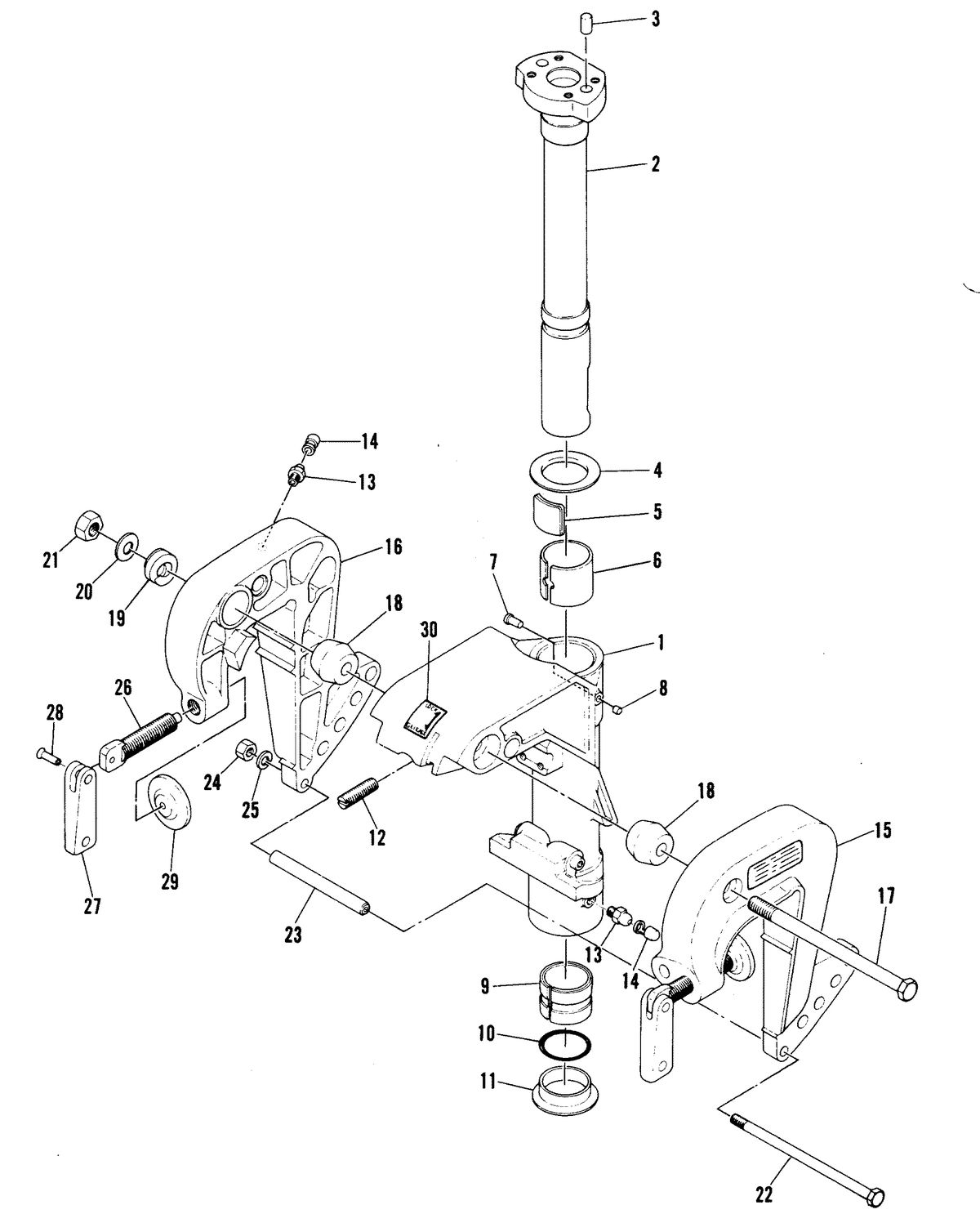 MARINER W15 HORSEPOWER CLAMP AND SWIVEL BRACKET