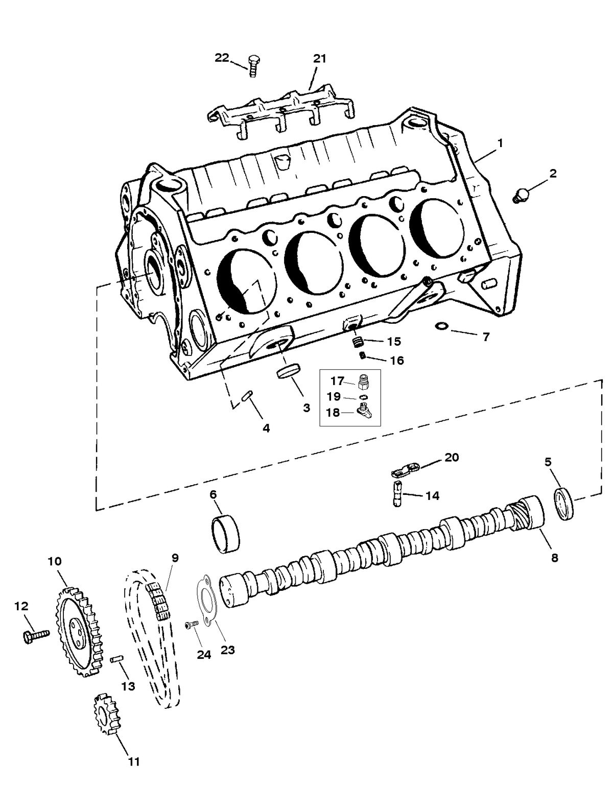 MERCRUISER MIE 454 MAG MPI SKI (GEN VI) CYLINDER BLOCK AND CAMSHAFT