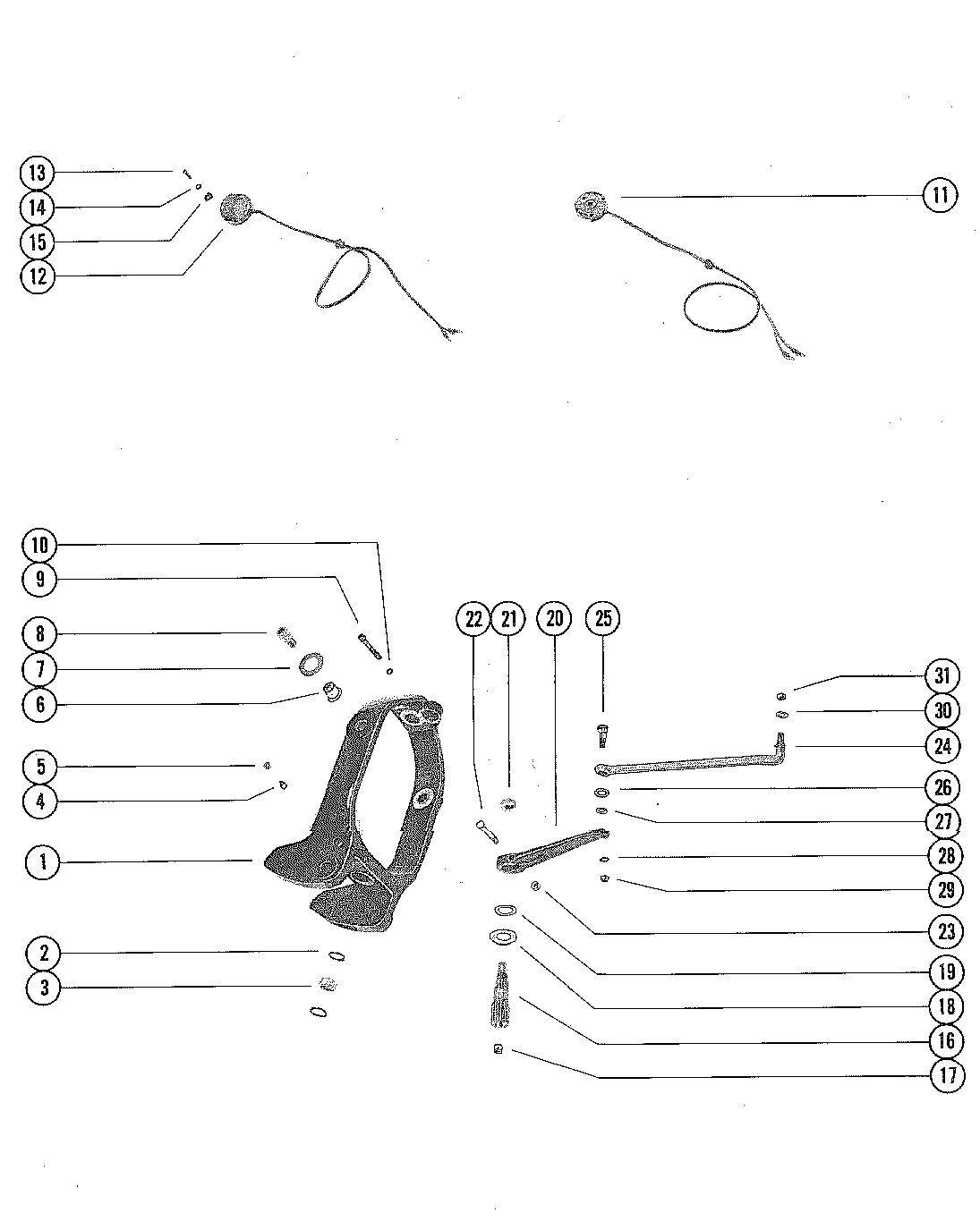 MERCRUISER 215H AND 215E STERN DRIVE GIMBAL RING AND STEERING LEVER