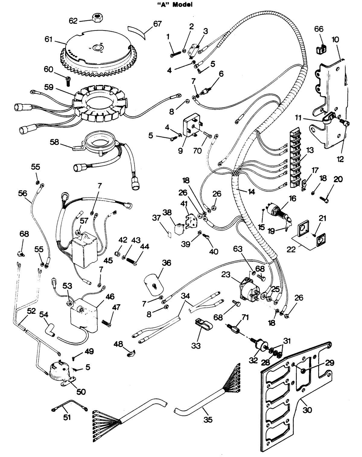 FORCE FORCE 1986 125 H.P. ELECTRICAL COMPONENTS "A" MODELS