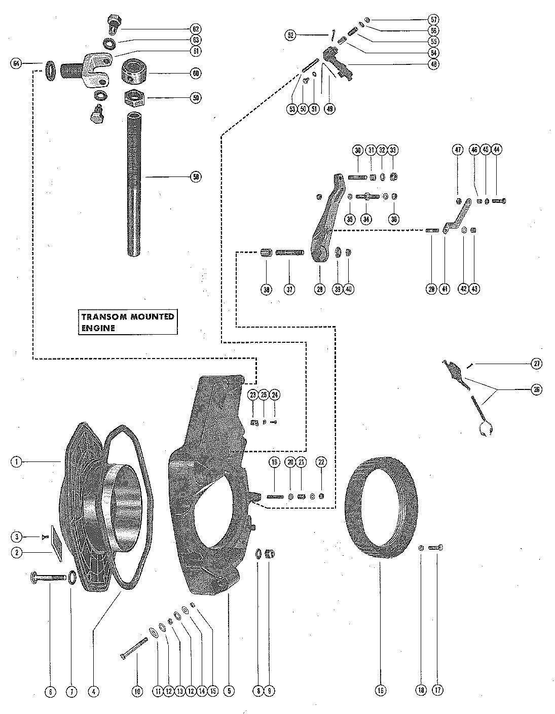 MERCRUISER II STERN DRIVE (1.78:1 GEAR RATIO) INNER AND OUTER TRANSOM PLATE AND SHIFT ARM(TRANSOM MOUNTED)