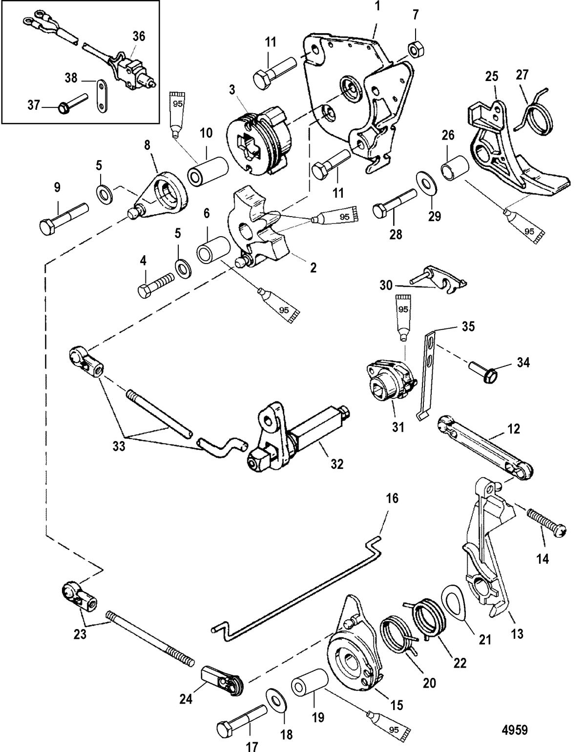 MERCURY/MARINER 6/8/9.9/15 HP Throttle and Shift Linkage