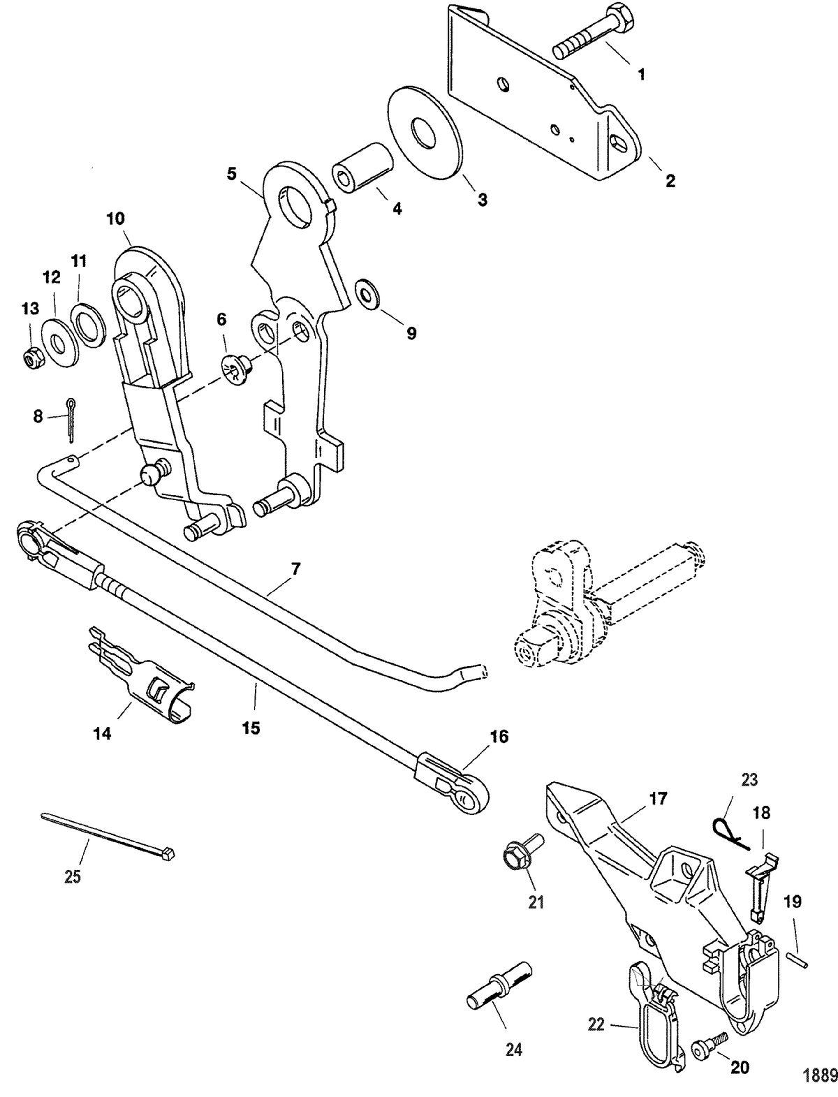 MERCURY/MARINER 6/8/9.9/15 HP Remote Control Attaching Components