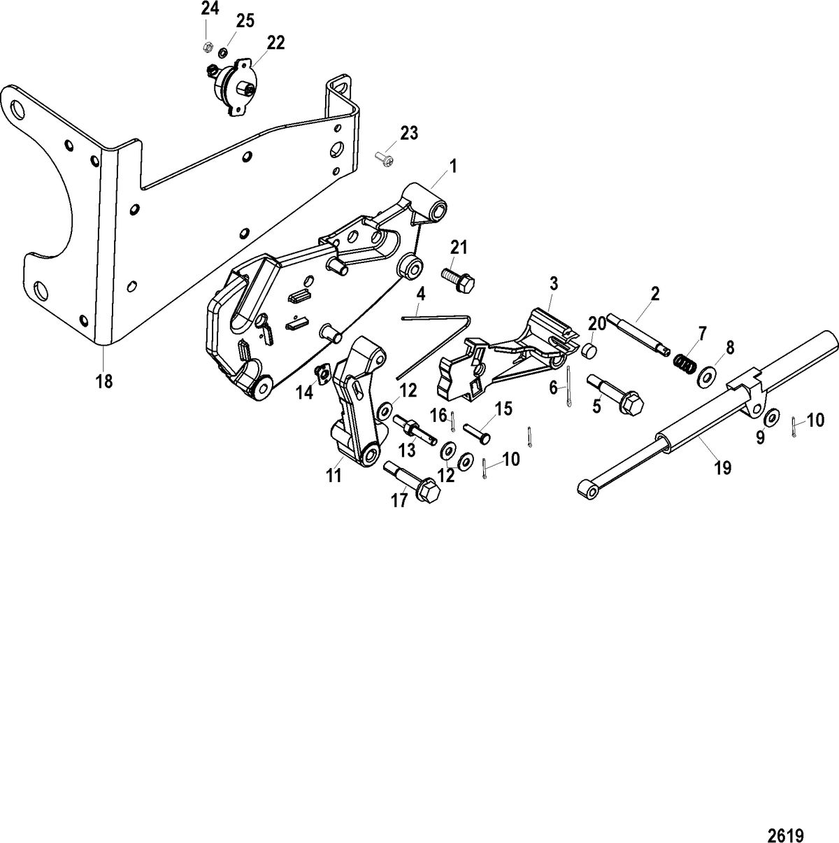 MERCRUISER CUMMINS/MERCRUSER DIESEL 1.7L-120 Shift Bracket(DESIGN II-With Hairpin Clips or 4 Cotter Pins)