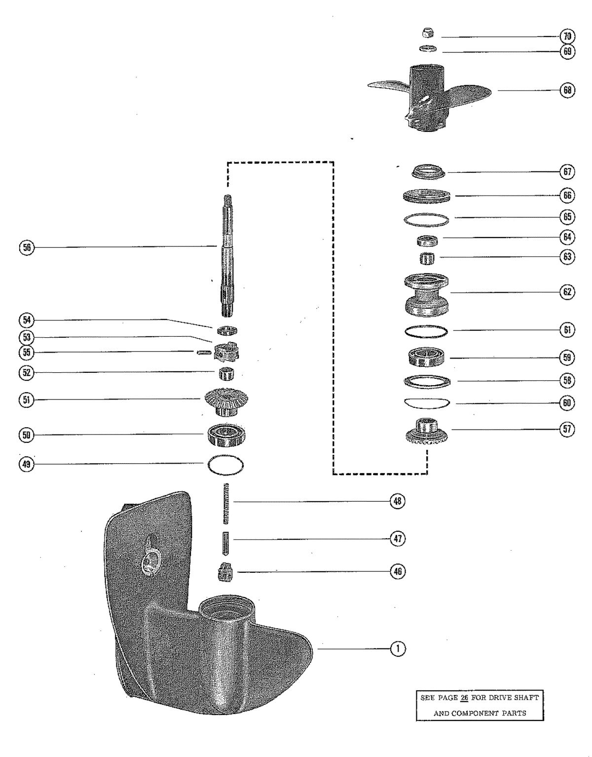 MERCURY MERC 75 GEAR HOUSING ASSEMBLY