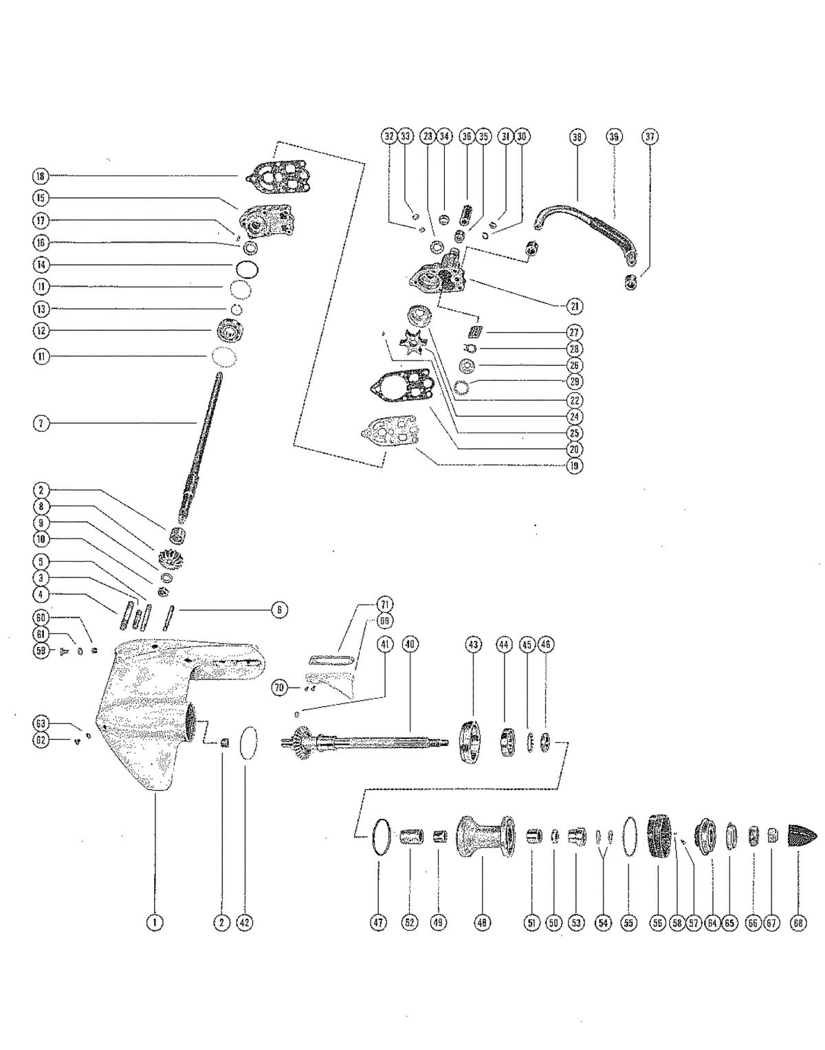 MERCURY MERC 700 GEAR HOUSING ASSEMBLY, COMPLETE (COUNTER ROTATION)(700E-1)