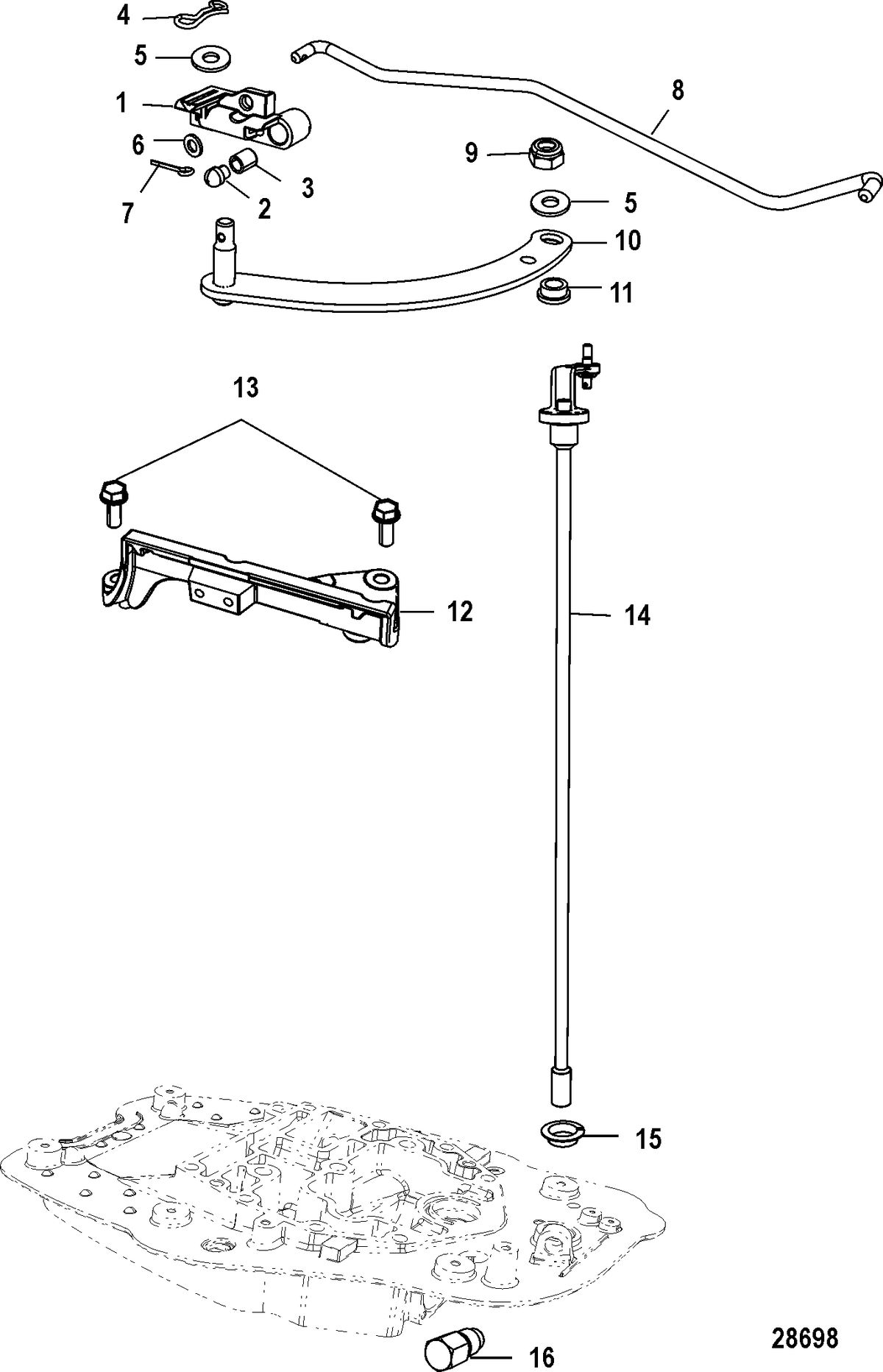 MERCURY/MARINER 40 CARB 4-STROKE (3 CYLINDER) Shift Linkage