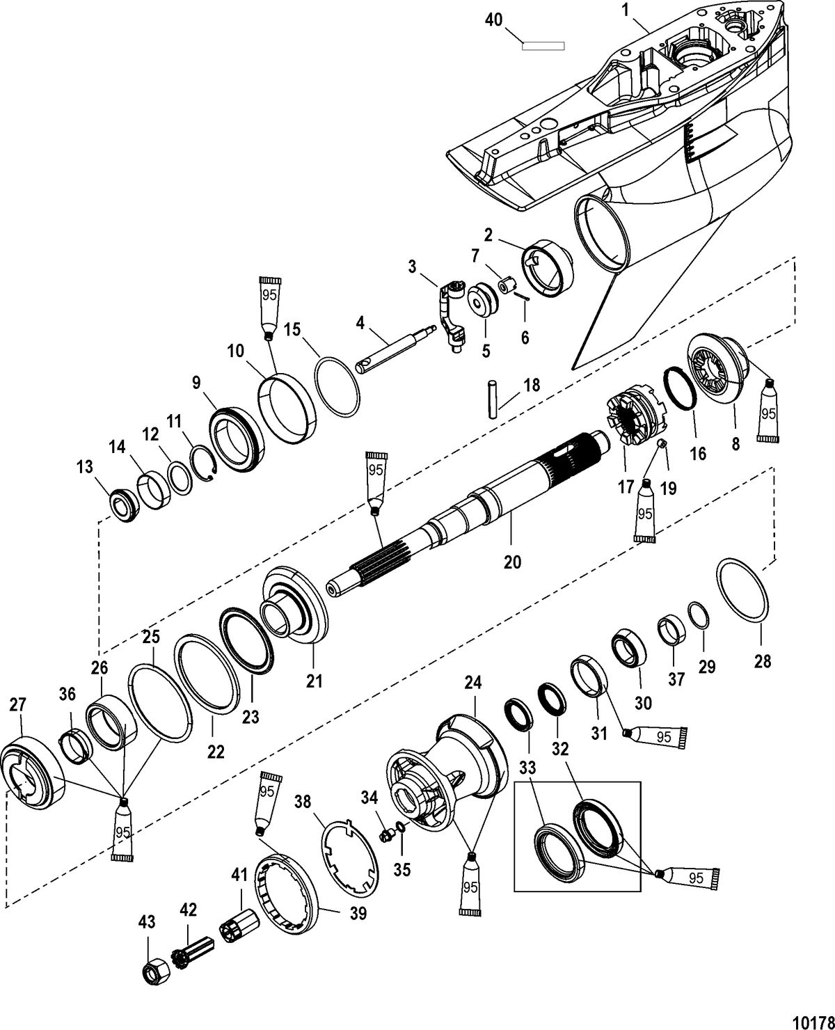 MERCURY/MARINER 135/150/175 4-STROKE Gear Housing, Propeller Shaft - Counter Rotation