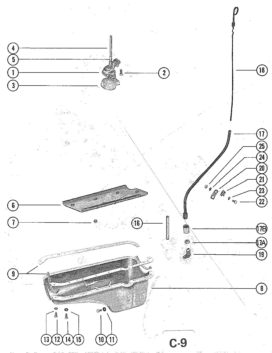 MERCRUISER 228 ENGINE (G.M.) OIL PAN AND OIL PUMP