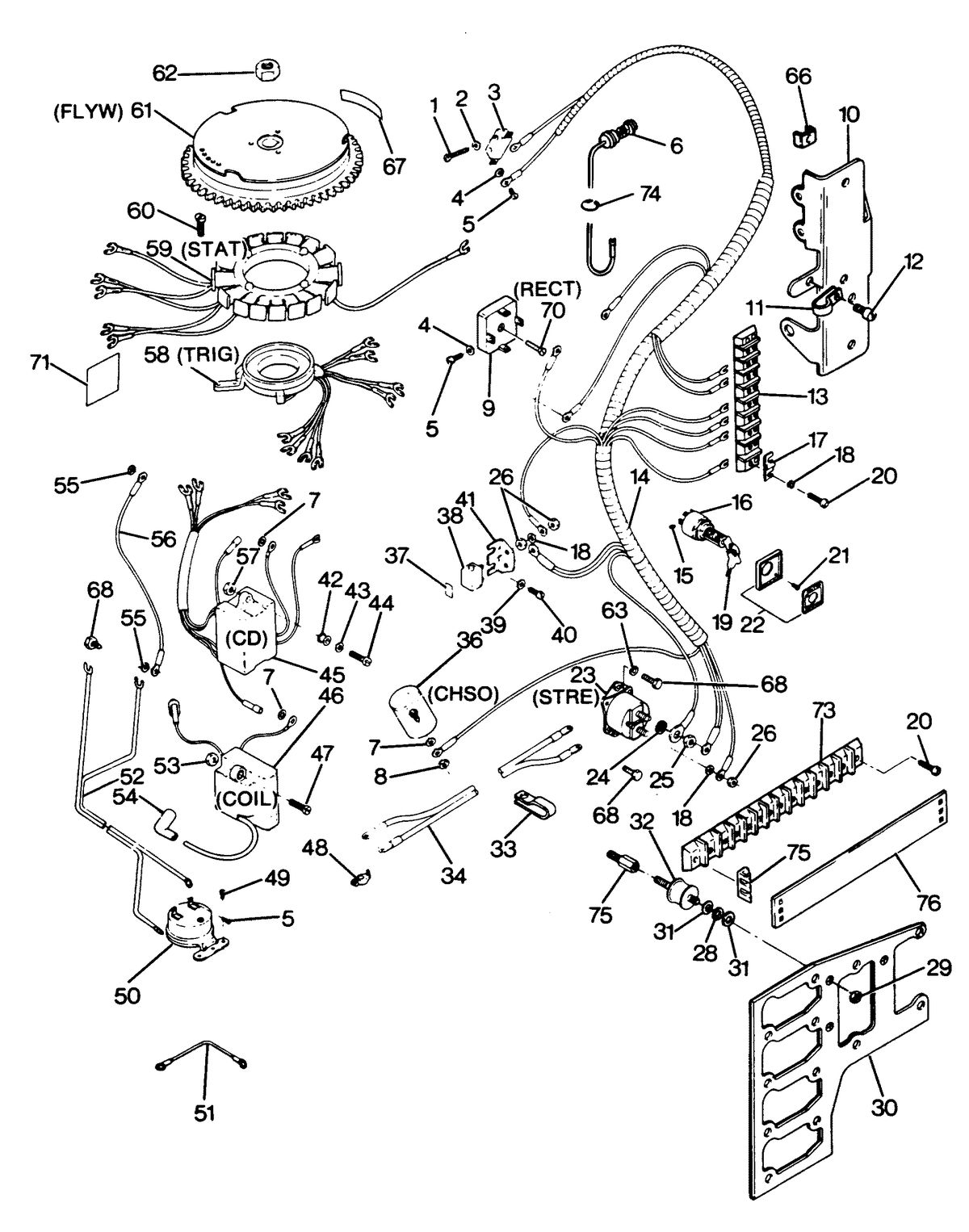 FORCE FORCE 1988 125 HP "A" MODELS ELECTRICAL COMPONENTS