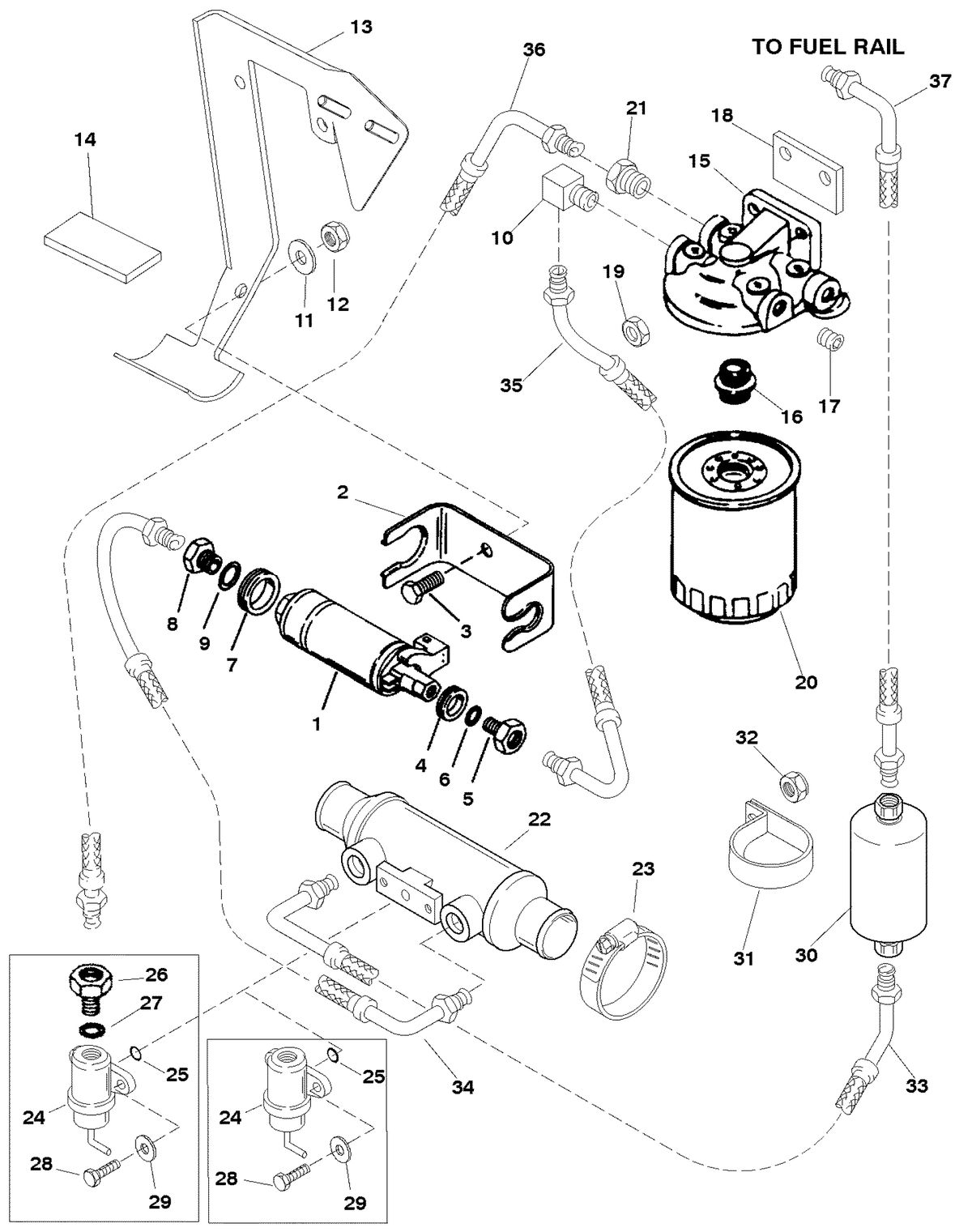MERCRUISER 350 MAGNUM EFI TOURNAMENT SKI FUEL PUMP AND FUEL FILTER