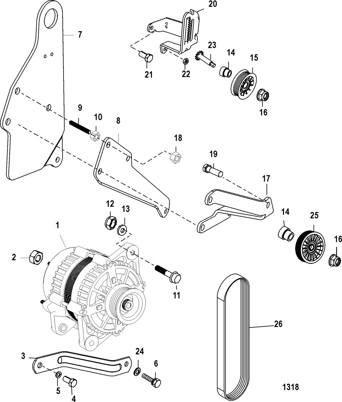 MERCRUISER BLACK SCORPION Alternator And Brackets