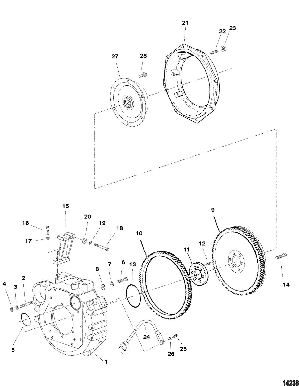 MERCRUISER CUMMINS/MERCRUSER DIESEL (2.8L/165) (4.2L/250) Flywheel Housing(Inboard)