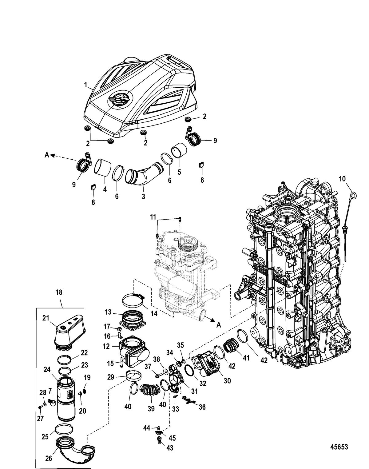 MERCURY/MARINER 200/250/300 PRO 4-STROKE VERADO (6 CYLINDER) Induction Components