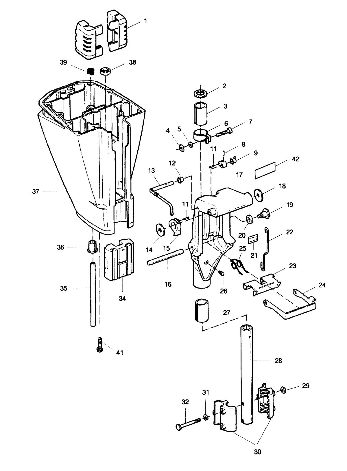 SEARS 9.9 H.P. 15" LEG OUTBOARD MOTOR Motor Leg and Swivel Bracket