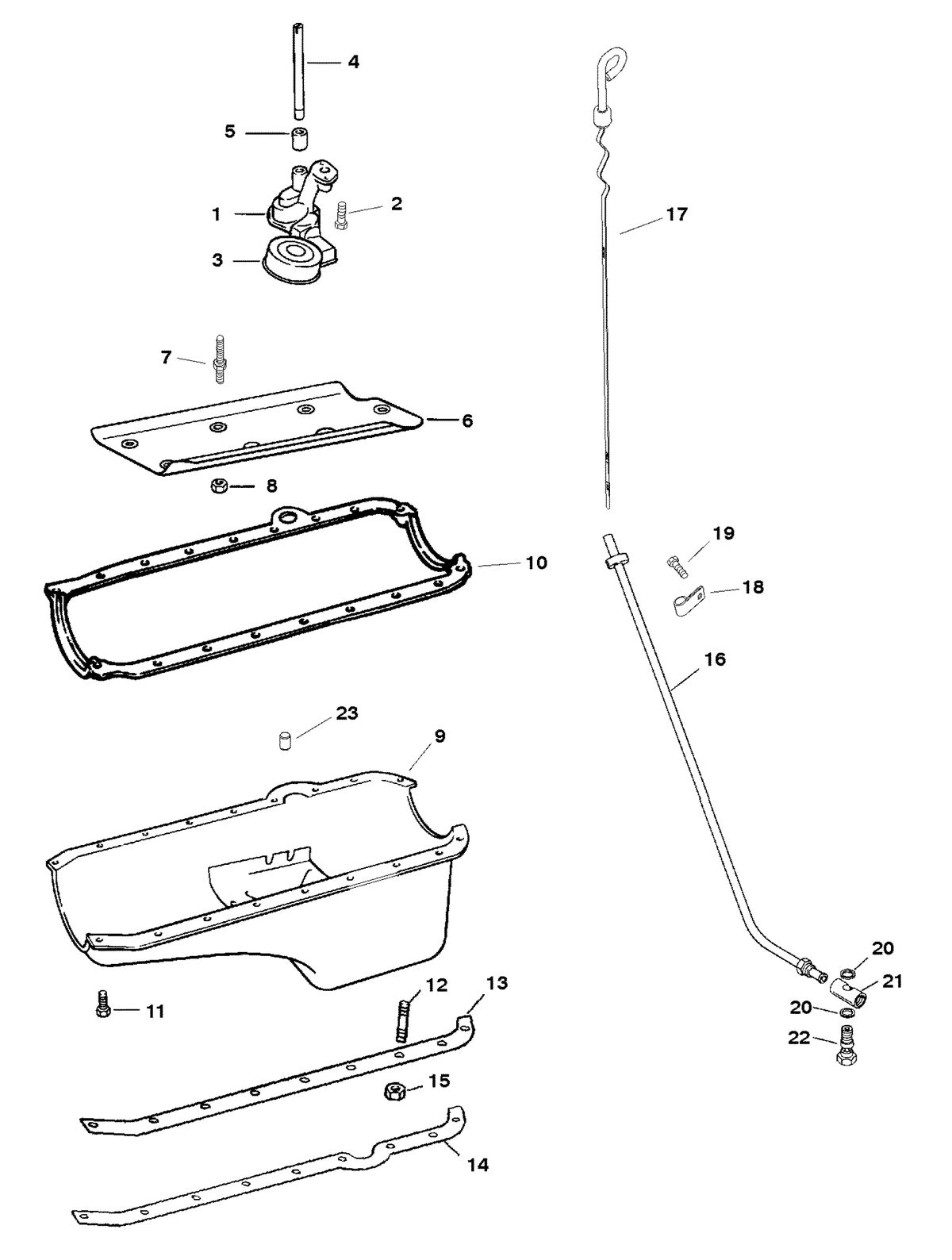MERCRUISER 5.7L INBOARD ENGINE OIL PAN AND OIL PUMP
