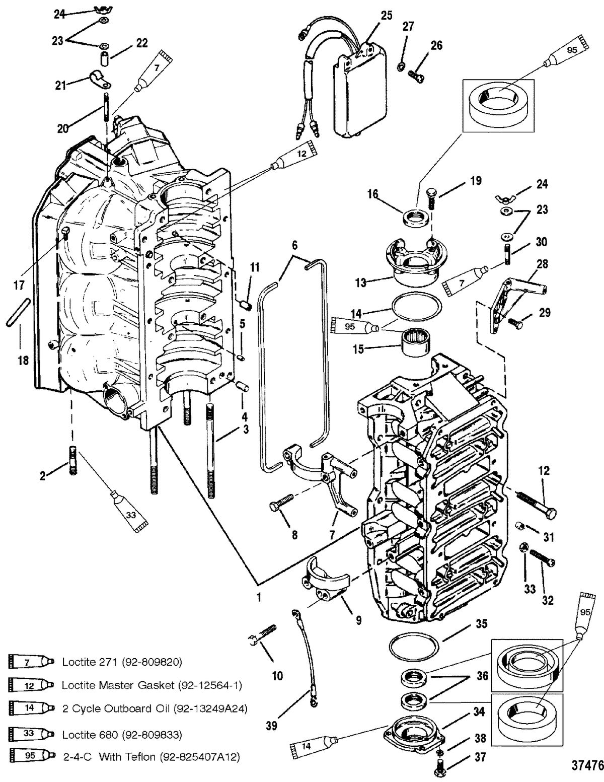 MERCURY/MARINER 150/175/200 (EFI) CYLINDER BLOCK AND END CAPS