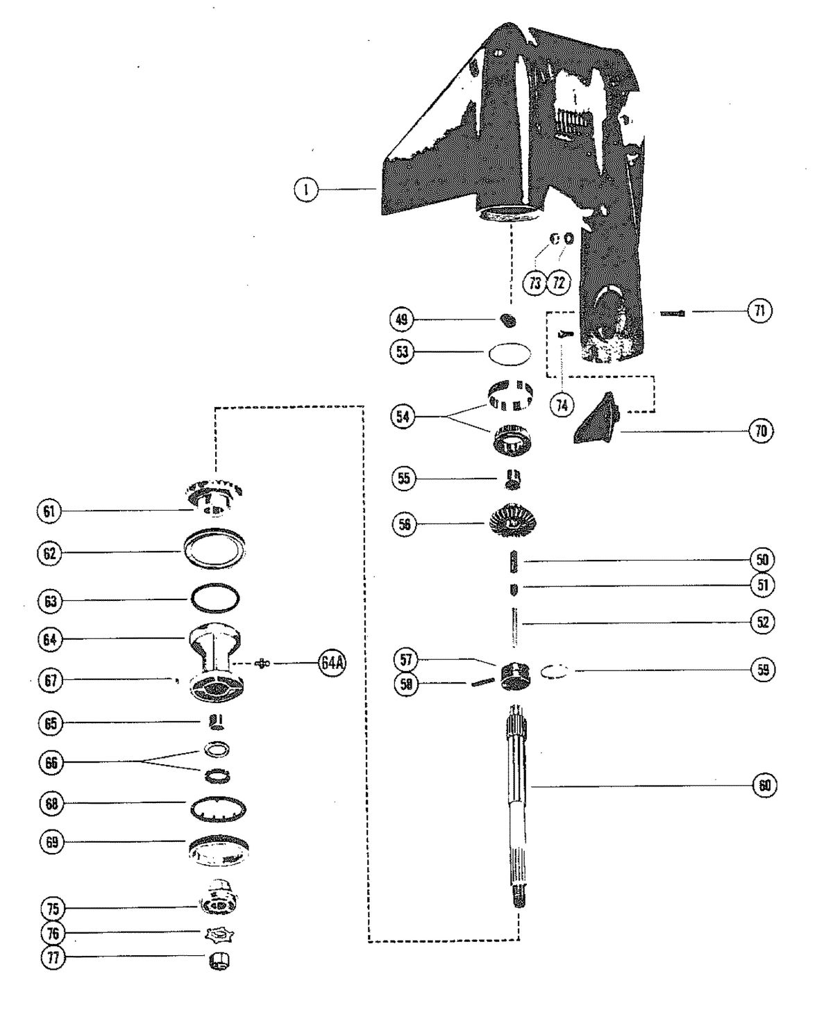 MERCURY MERC 115 GEAR HOUSING (PROPELLER SHAFT)