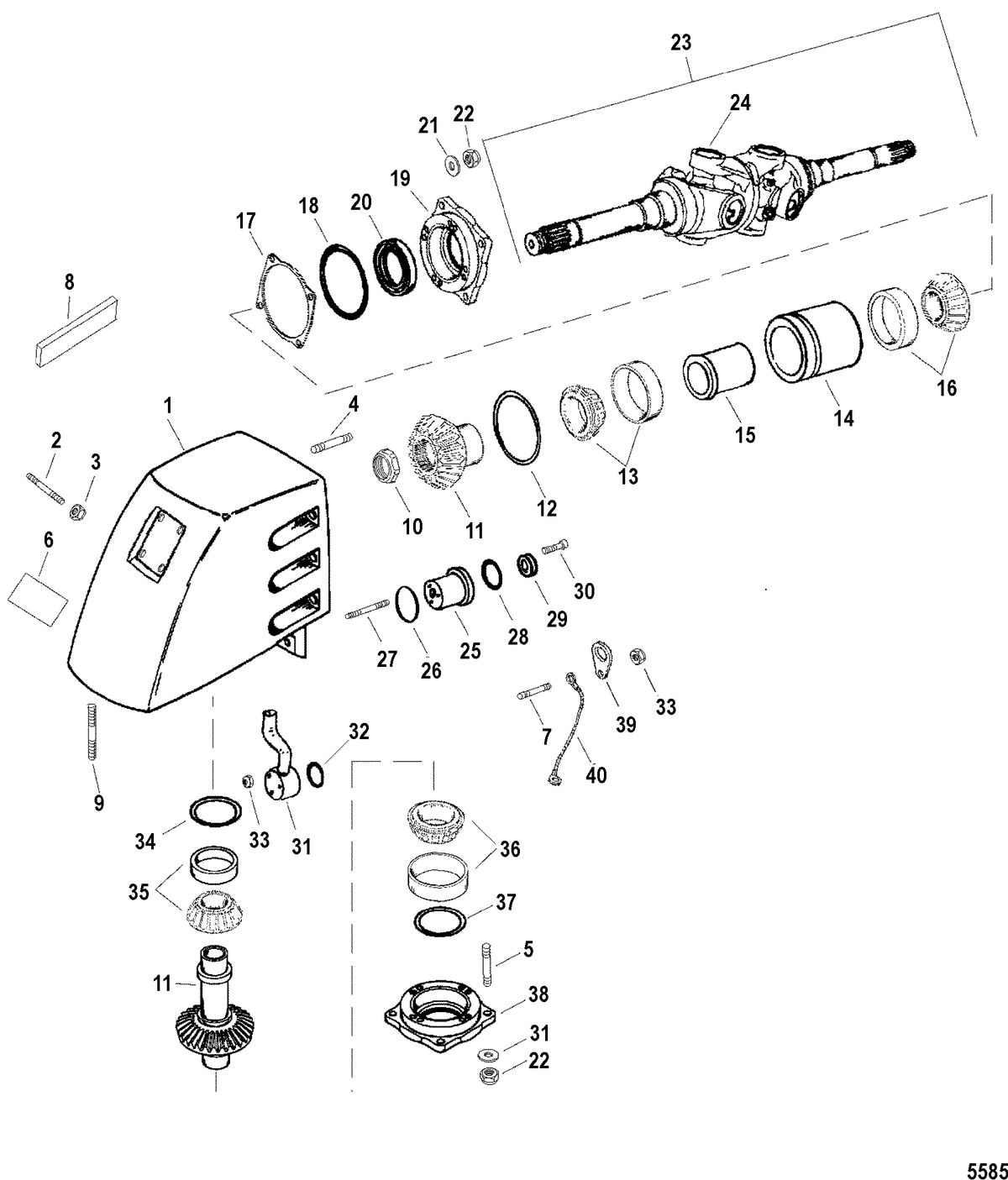 RACE STERNDRIVE SSM/DRY SUMP DRIVES AND TRANSOMS U Joint Housing Assembly(SSM Six - Early Style)