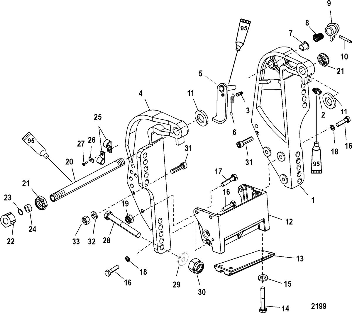 MERCURY/MARINER 40/50/60 EFI (4 CYLINDER) 4-STROKE Transom Bracket