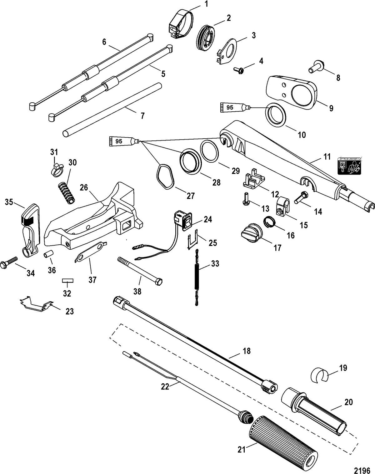 ACCESSORIES STEERING SYSTEMS AND COMPONENTS Tiller Handle Kit(880095A1/ A2/ A03/ A04 /A05 A09)