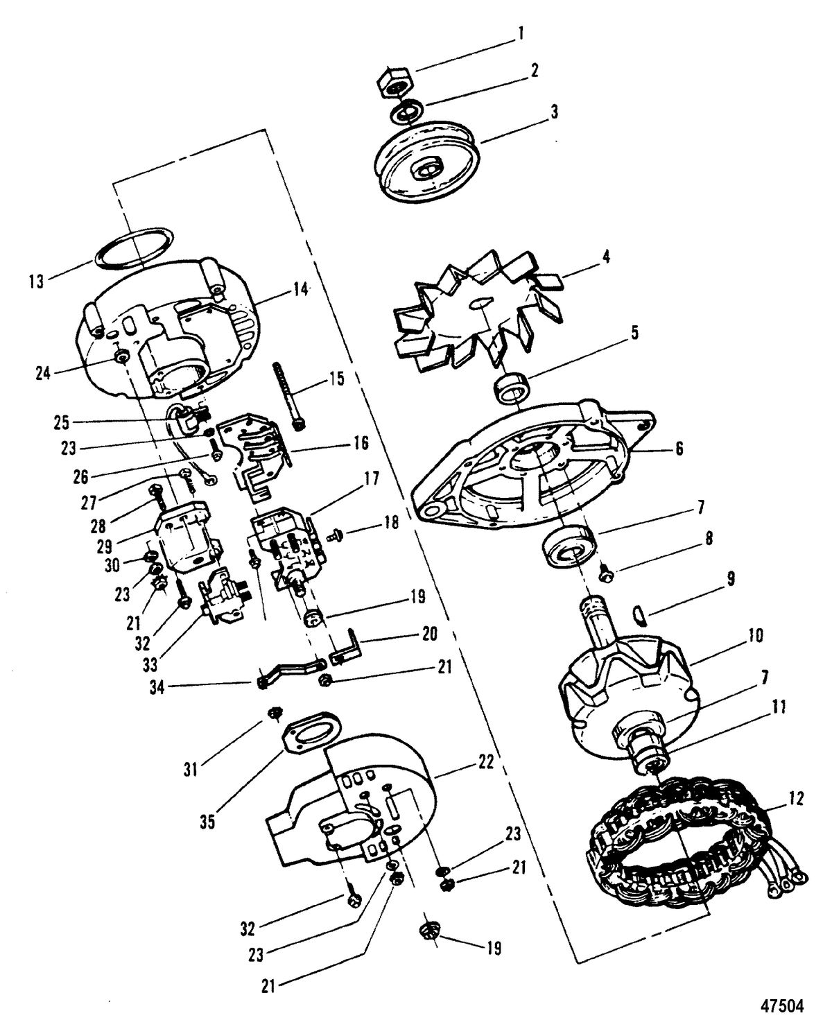 MERCRUISER 502 MAGNUM BRAVO ENGINE (GEN V) ALTERNATOR(PRESTOLITE)