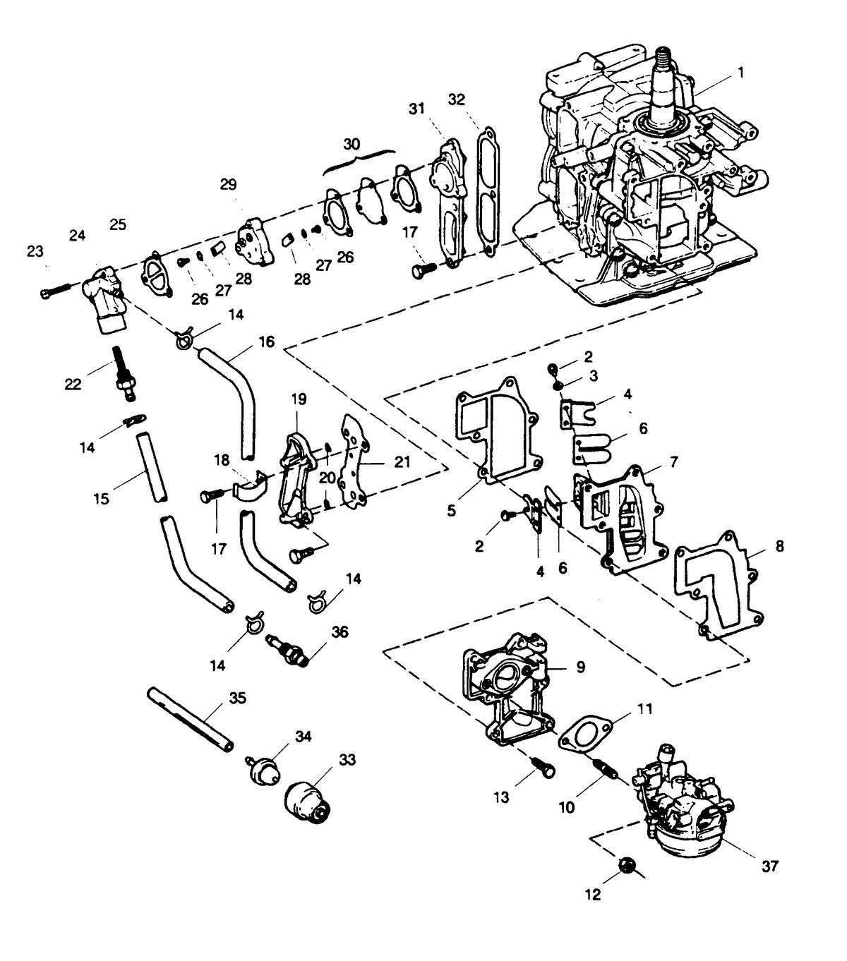 SEARS SEARS 15 H.P. FUEL INTAKE AND RECIRCULATION SYSTEM