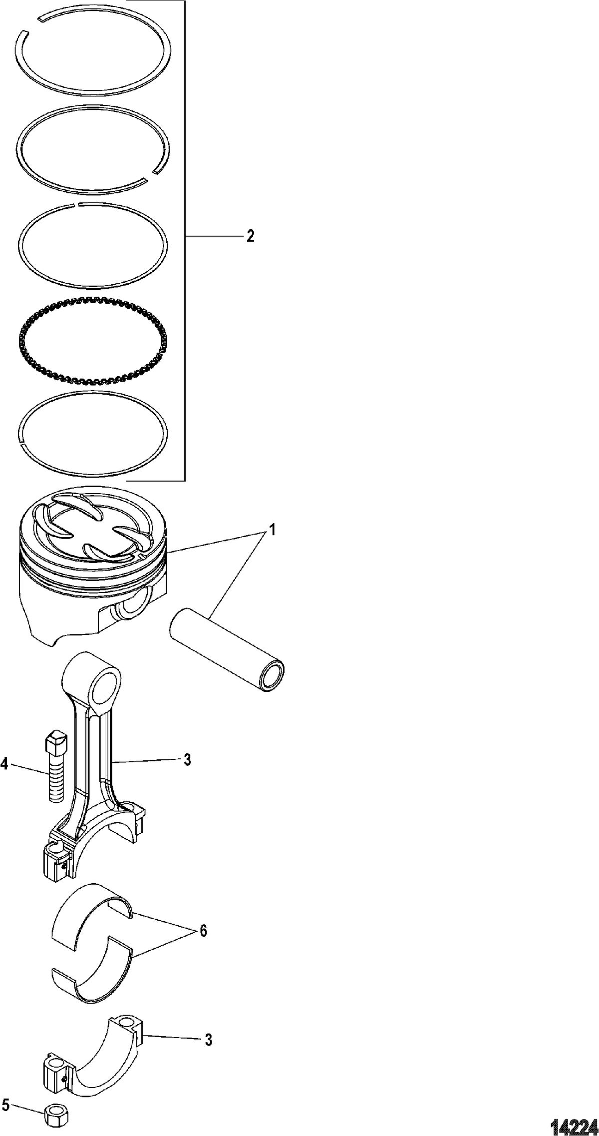 MERCRUISER 350 MAG (MPI)SKI Pistons And Connecting Rods