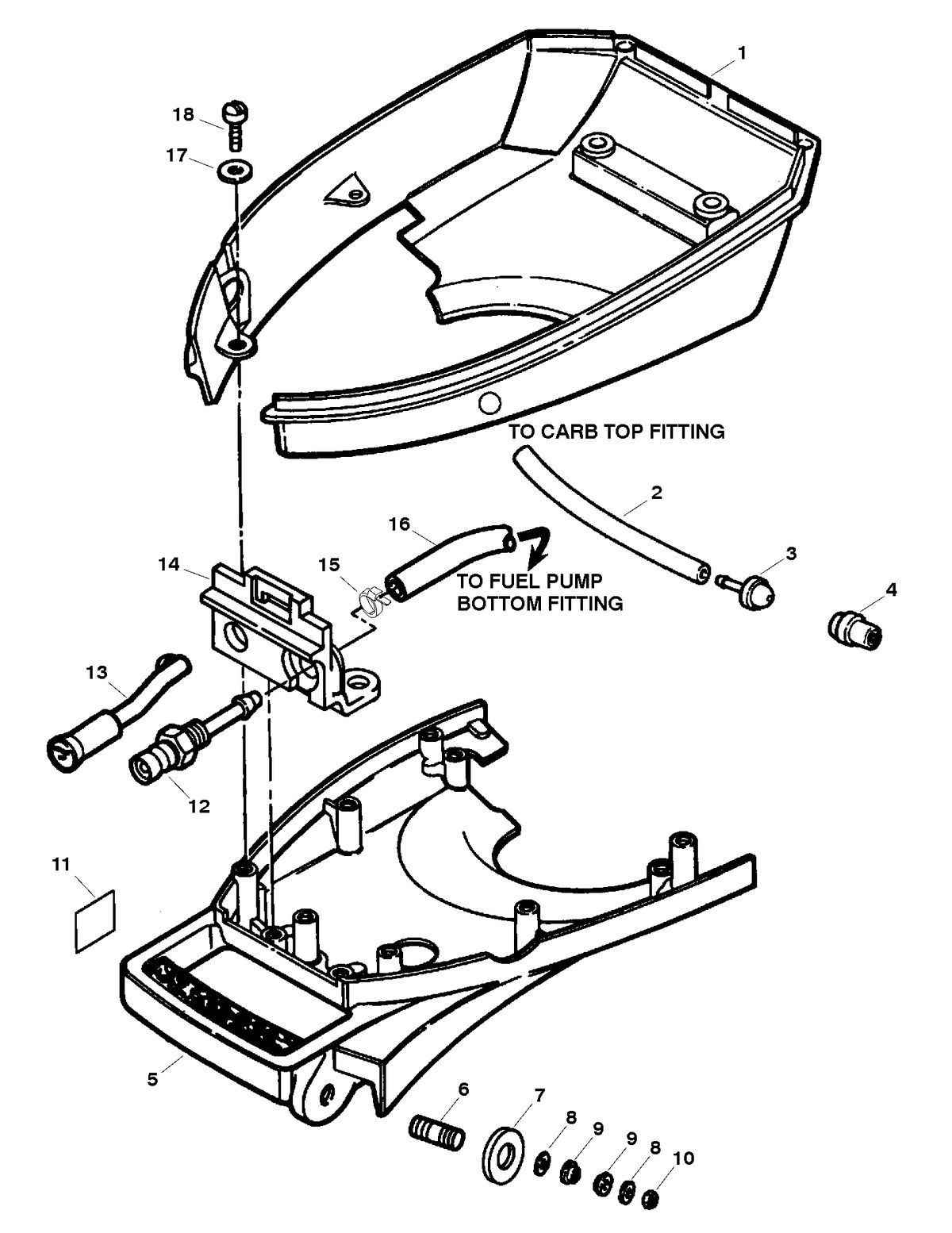 FORCE FORCE 5 H.P. (1998) BOTTOM COWL AND SUPPORT PLATE