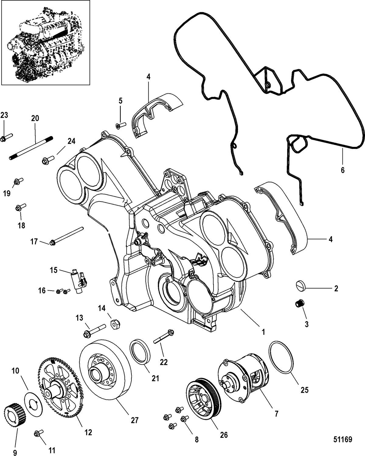 RACE STERNDRIVE RACE 1650 QC4V Cover Assembly and Circulating Pump
