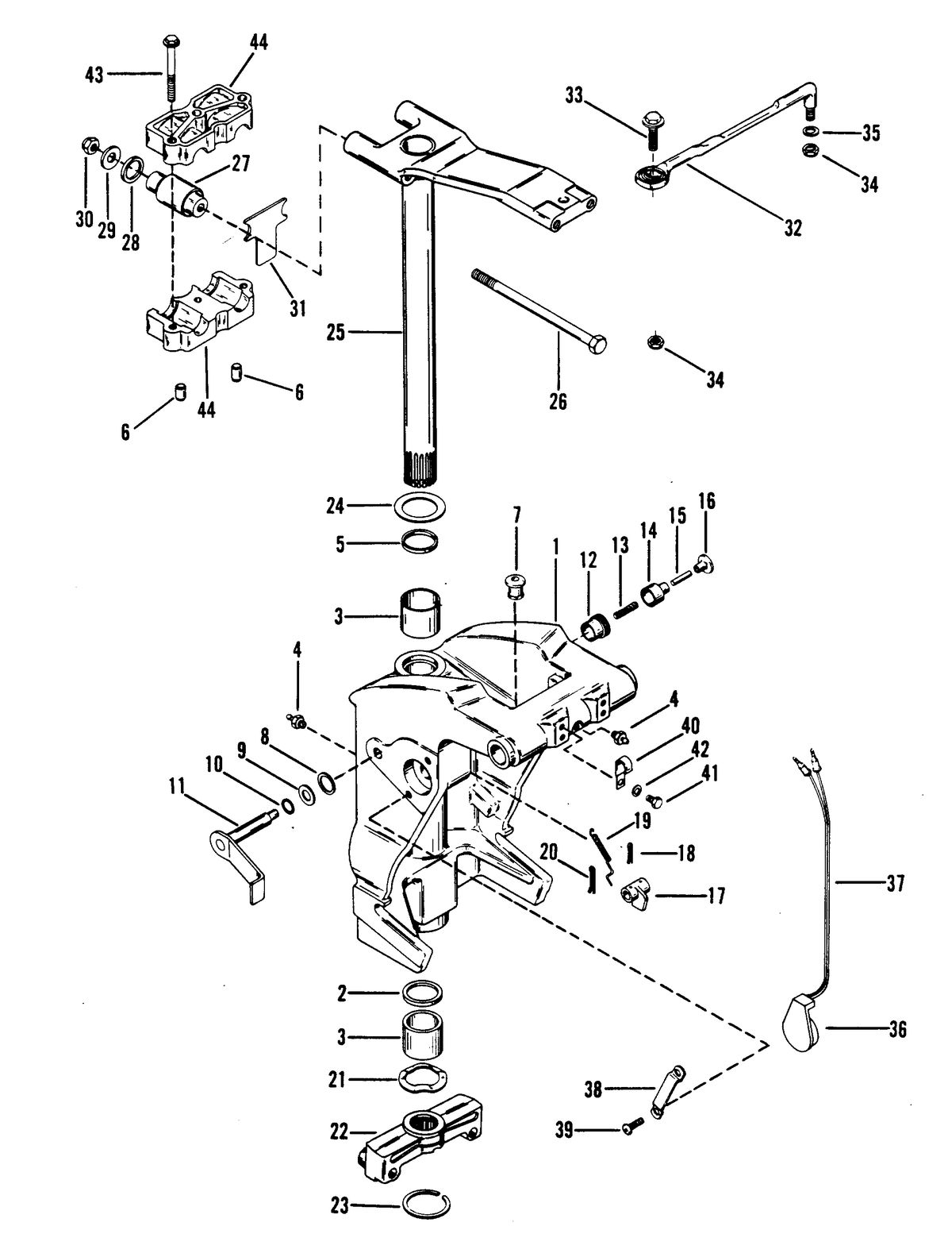 MERCURY/MARINER 250/275 HP SWIVEL BRACKET AND STEERING ARM