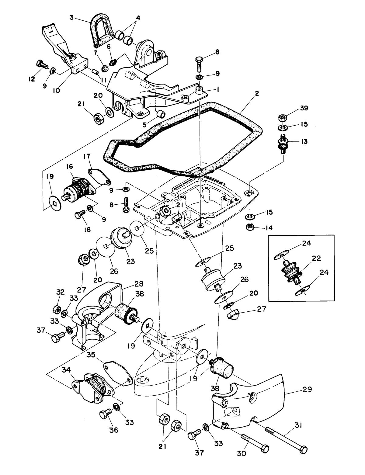 MARINER 28 HORSE POWER MOUNTING SYSTEM