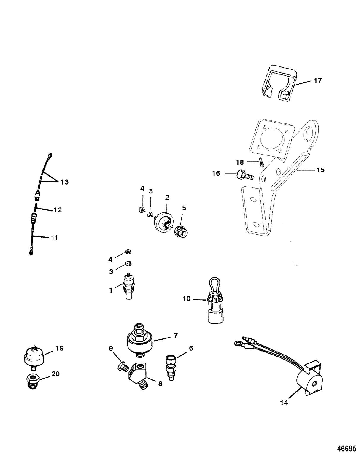 MERCRUISER 350 MAGNUM ALPHA (EFI-TBI) SENDERS AND SENSORS