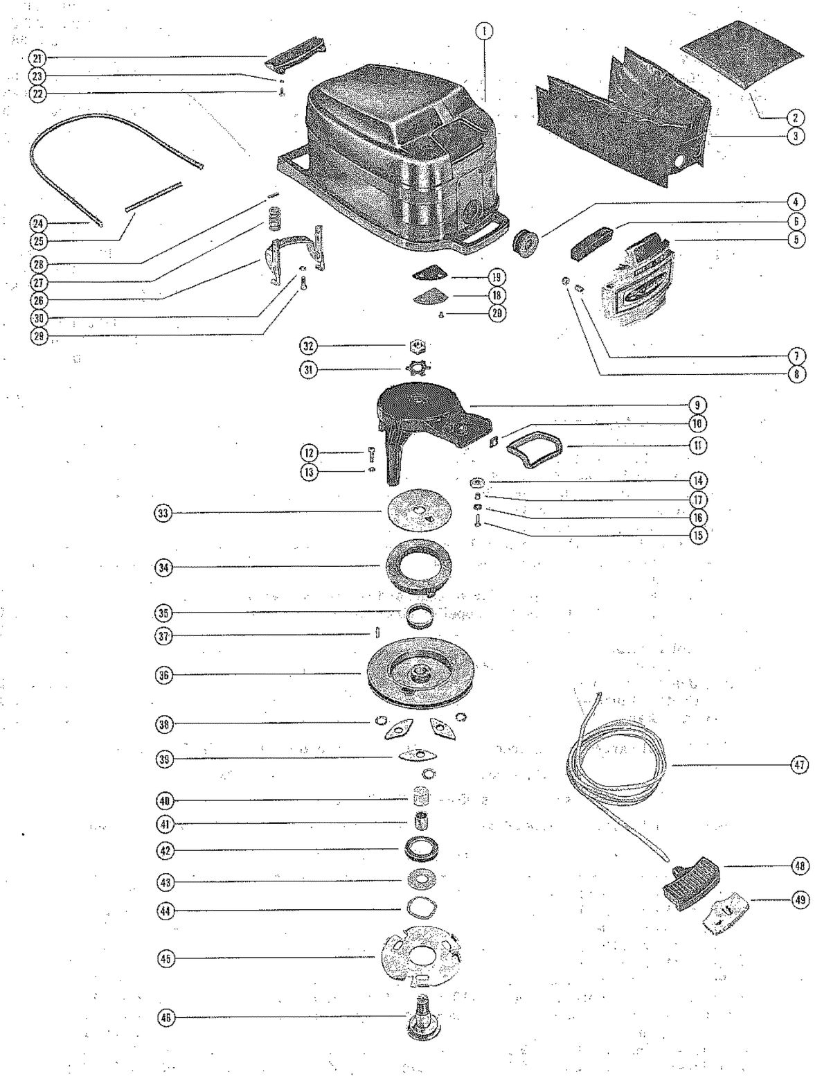 MERCURY MERC 110 TOP COWL AND STARTER ASSEMBLY