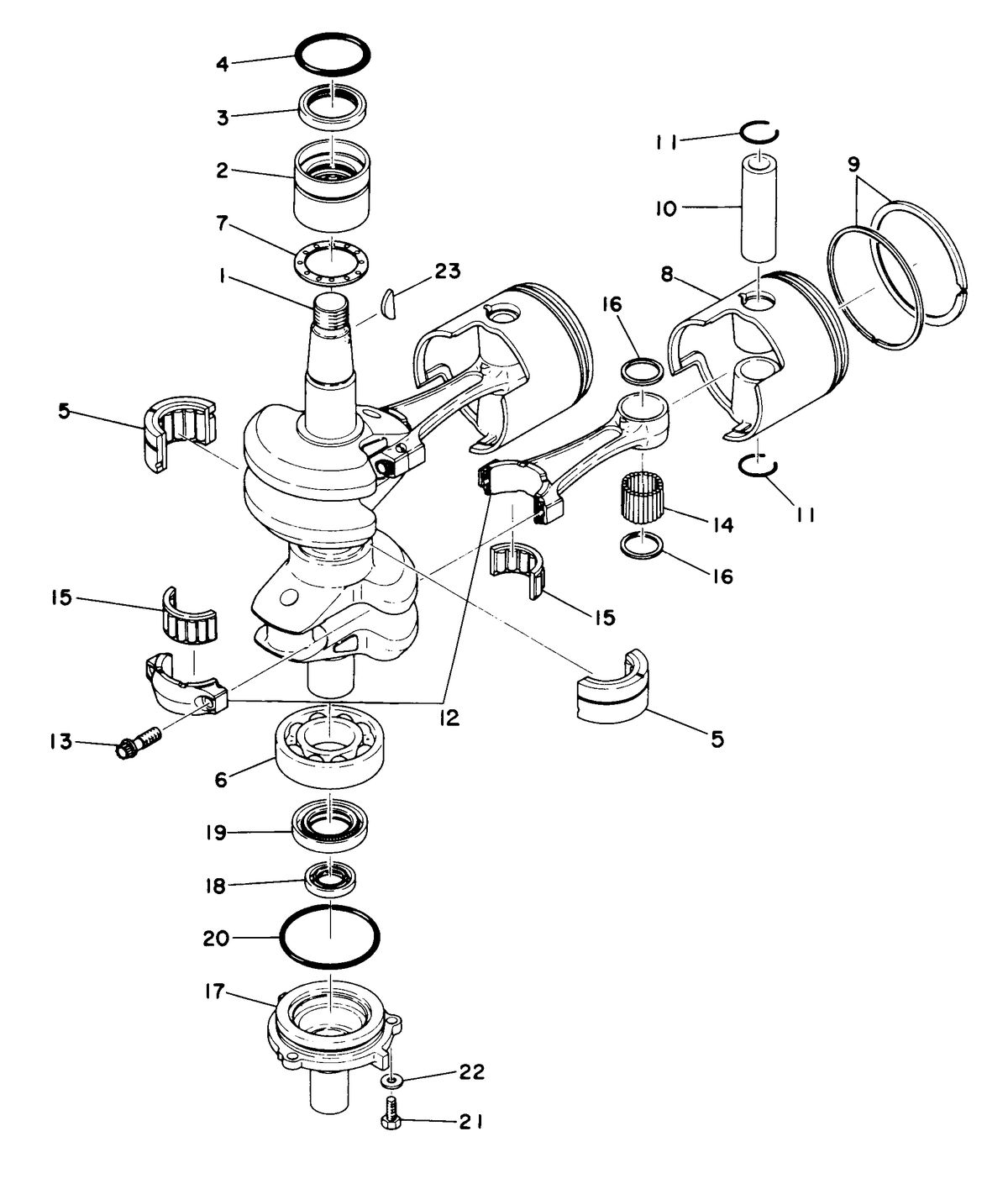 MARINER 48 HORSEPOWER CRANKSHAFT AND PISTON