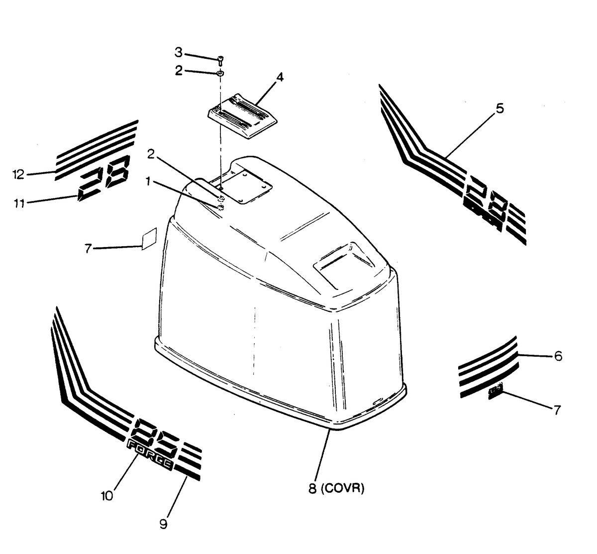 FORCE FORCE 1988 85 H.P. "B" MODELS ENGINE COVER BAYLINER MODELS