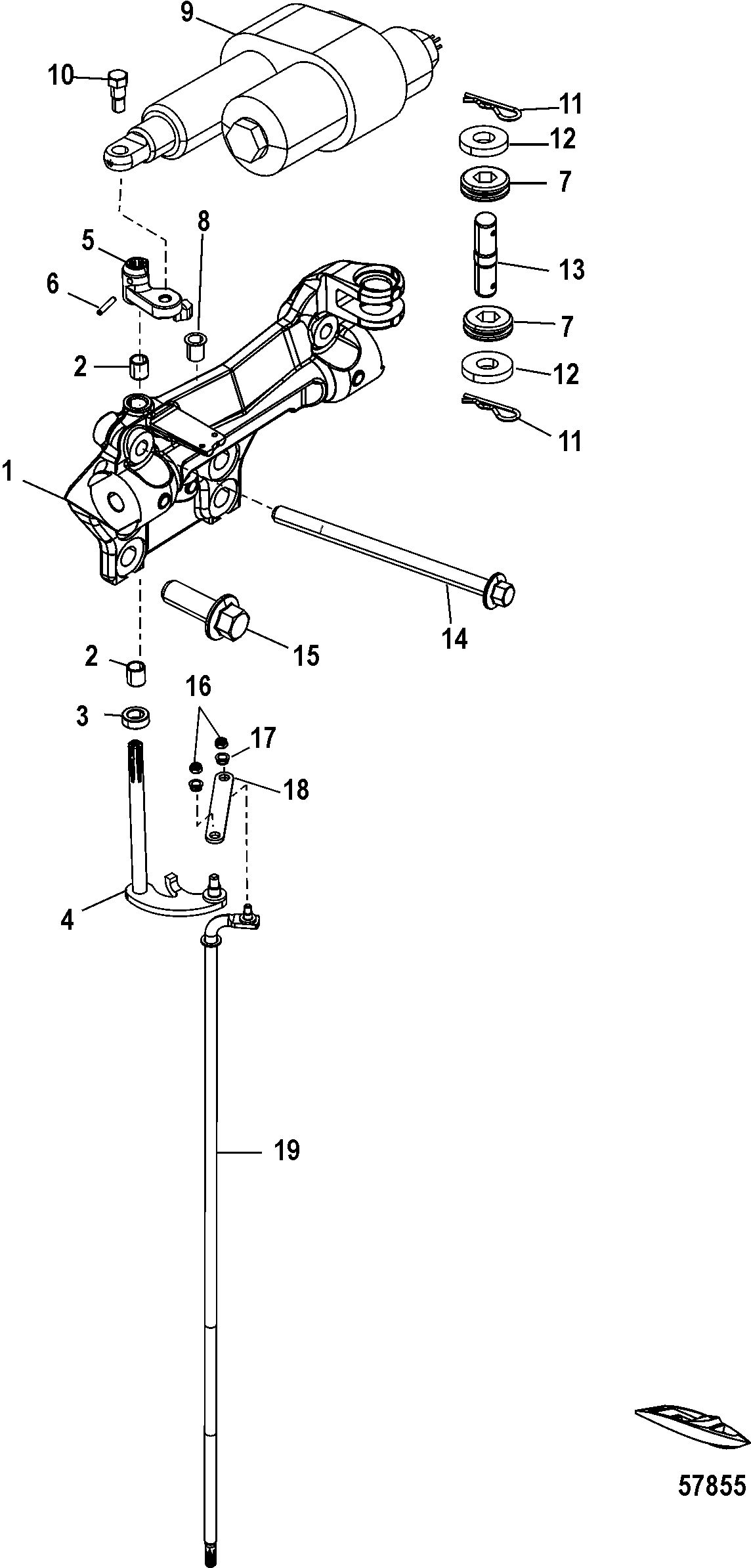 MERCURY/MARINER 200/225/250/275/300 VERADO (4-STROKE)(6 CYLINDER) Upper Shift Components