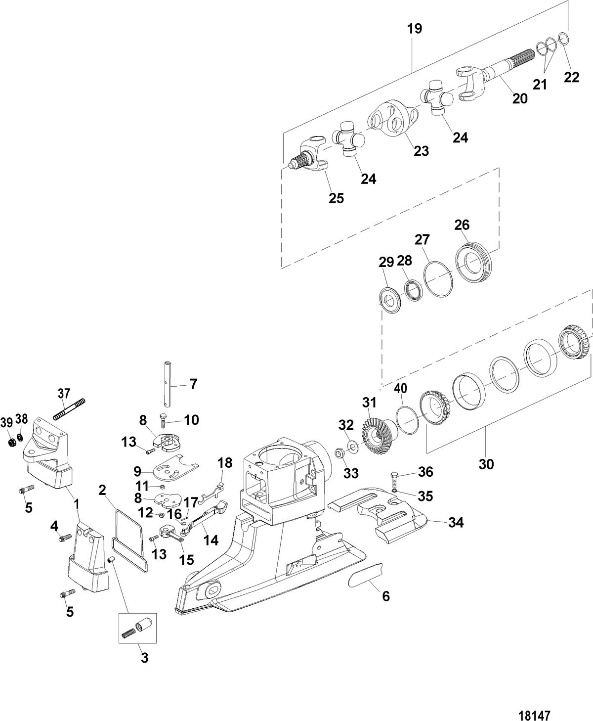 MERCRUISER BRAVO-I XR/XZ STERNDRIVE AND TRANSOM ASSEMBLY Universal Joint And Shifter Components(XR/XZ-Drive)