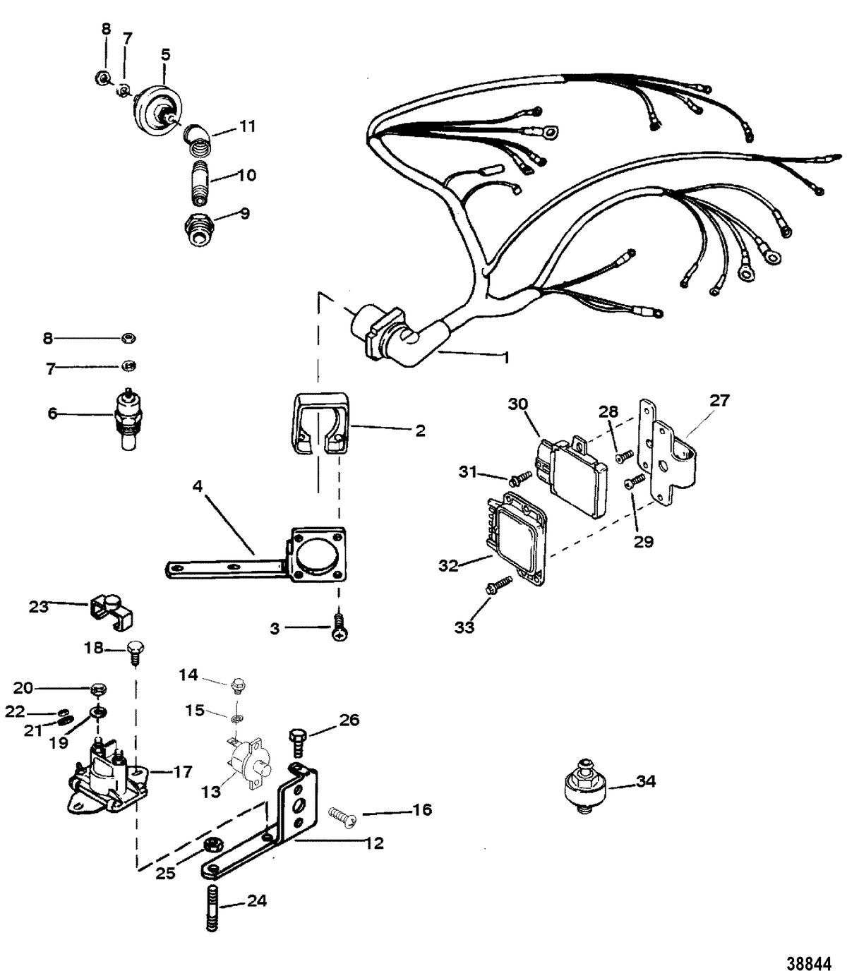 MERCRUISER 7.4L 454 MAG BRAVO GEN V WIRING HARNESS/ELECTRICAL(THUNDERBOLT V IGNITION)