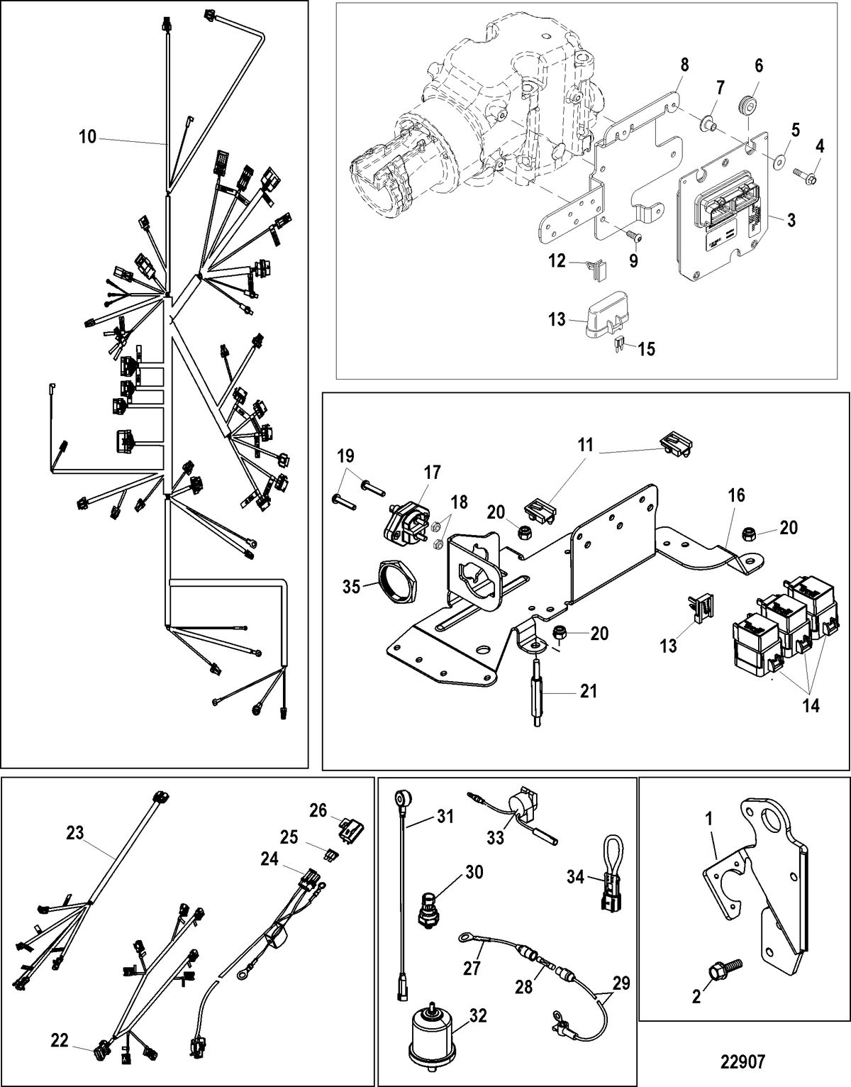 MERCRUISER 350 MAG MX 6.2L MPI INBOARD Electrical Components(Mechanical Throttle and Shift)
