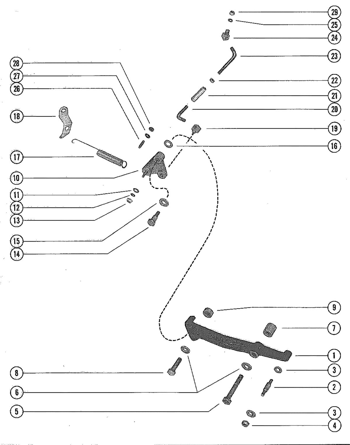 MERCRUISER 165 ENGINE THROTTLE CONTROL LINKAGE