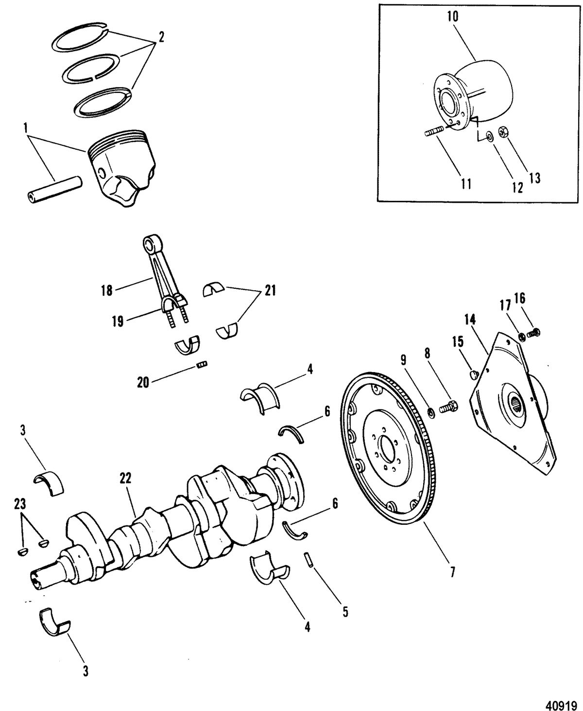 MERCRUISER 185/205 H.P. MR/ALPHA ONE ENGINE Crankshaft & Pistons