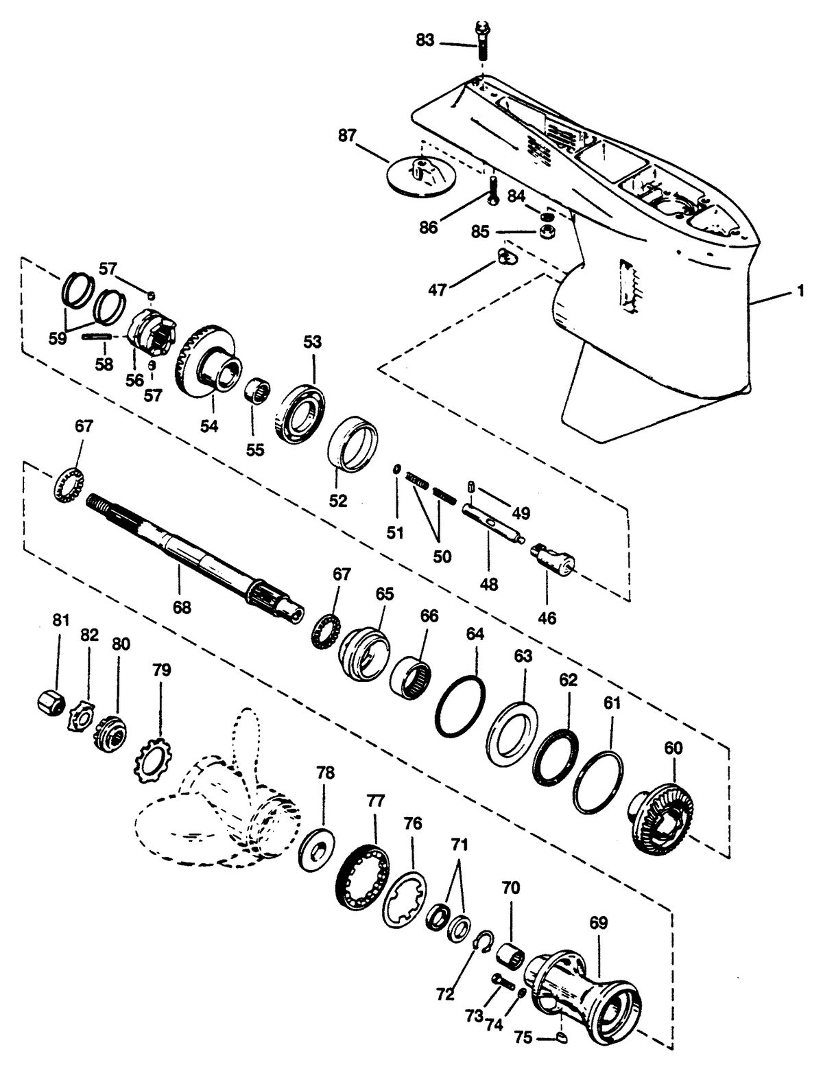 RACE OUTBOARD 2.5L EFI 2.5L EFI OFFSHORE GEAR HOUSING (PROP SHAFT) (COUNTER ROTATION)
