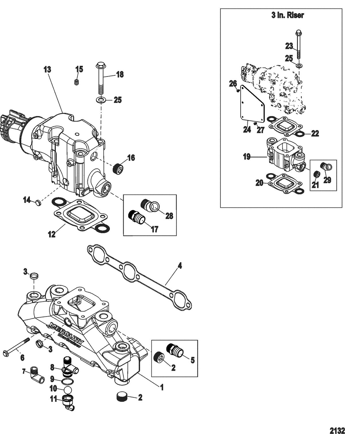 MERCRUISER 4.3L MPI ALPHA/BRAVO Exhaust Manifold and Elbow