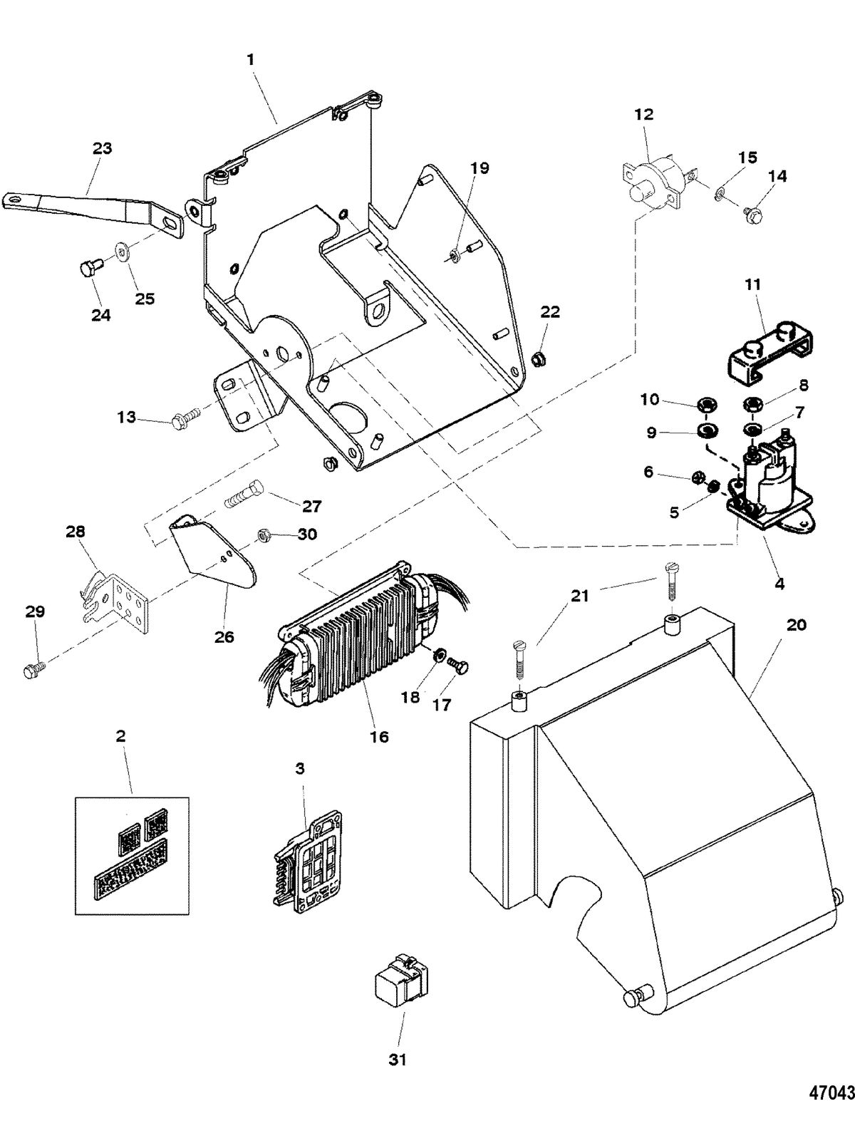 MERCRUISER 350 MAG EFI TBI TOURN SKI (GEN+) ELECTRICAL BOX AND COMPONENTS