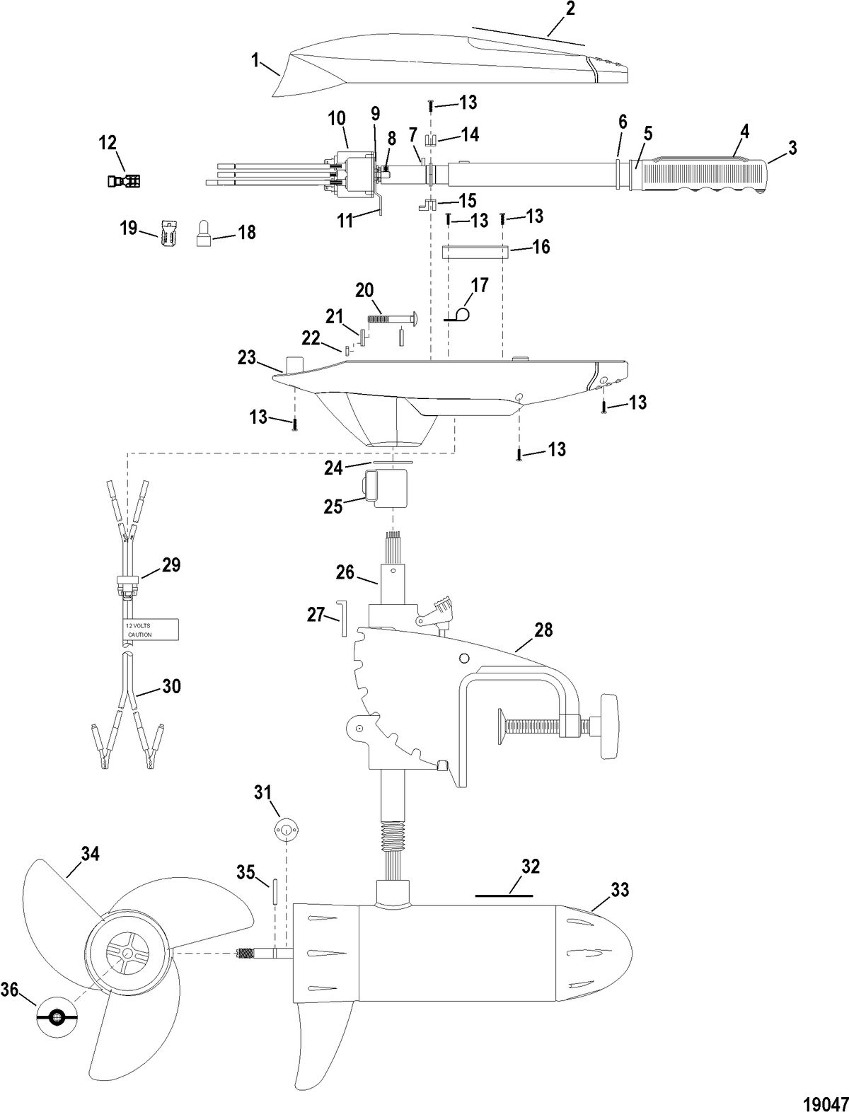 TROLLING MOTOR MOTORGUIDE BILL DANCE SERIES Complete Trolling Motor(Model BD1250) (12 Volt)